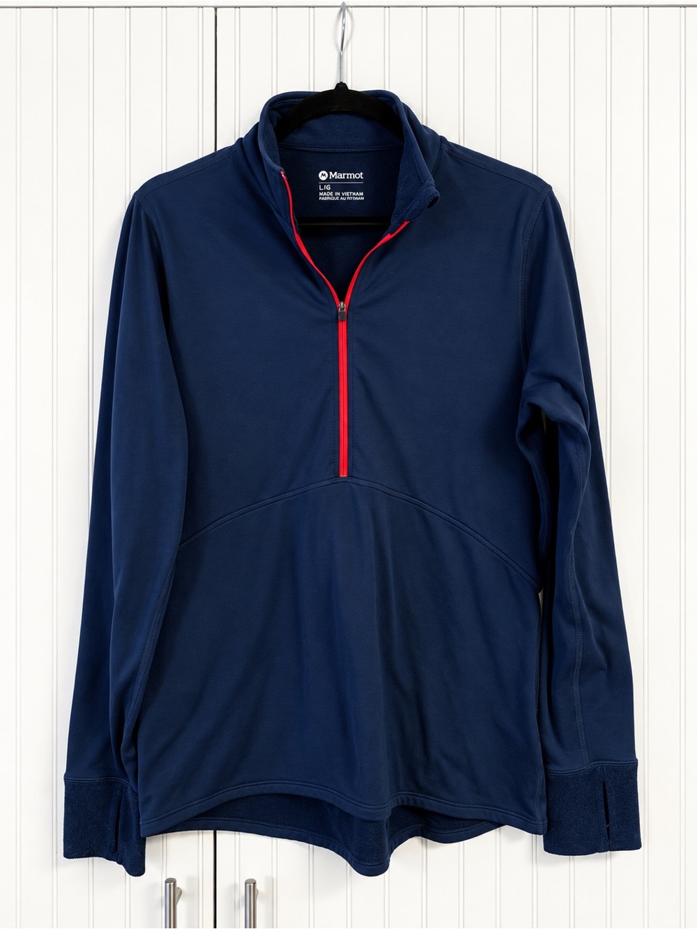 Marmot Men's Navy Half-Zip Pullover with Red Zip